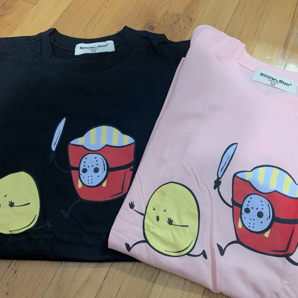 🖤 Unisex Black T-shirt – Chasing Potato Fries Box for Endless Laughter! 🍟